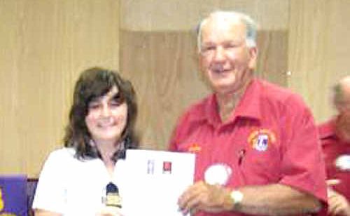 James Nash High’s Maggie McKeown is congratulated on winning Gympie South Lions’ Youth of the Year quest by president Dudley Fisher. James Nash High’s Maggie McKeown is congratulated on winning Gympie South Lions’ Youth of the Year quest by president Dudley Fisher.